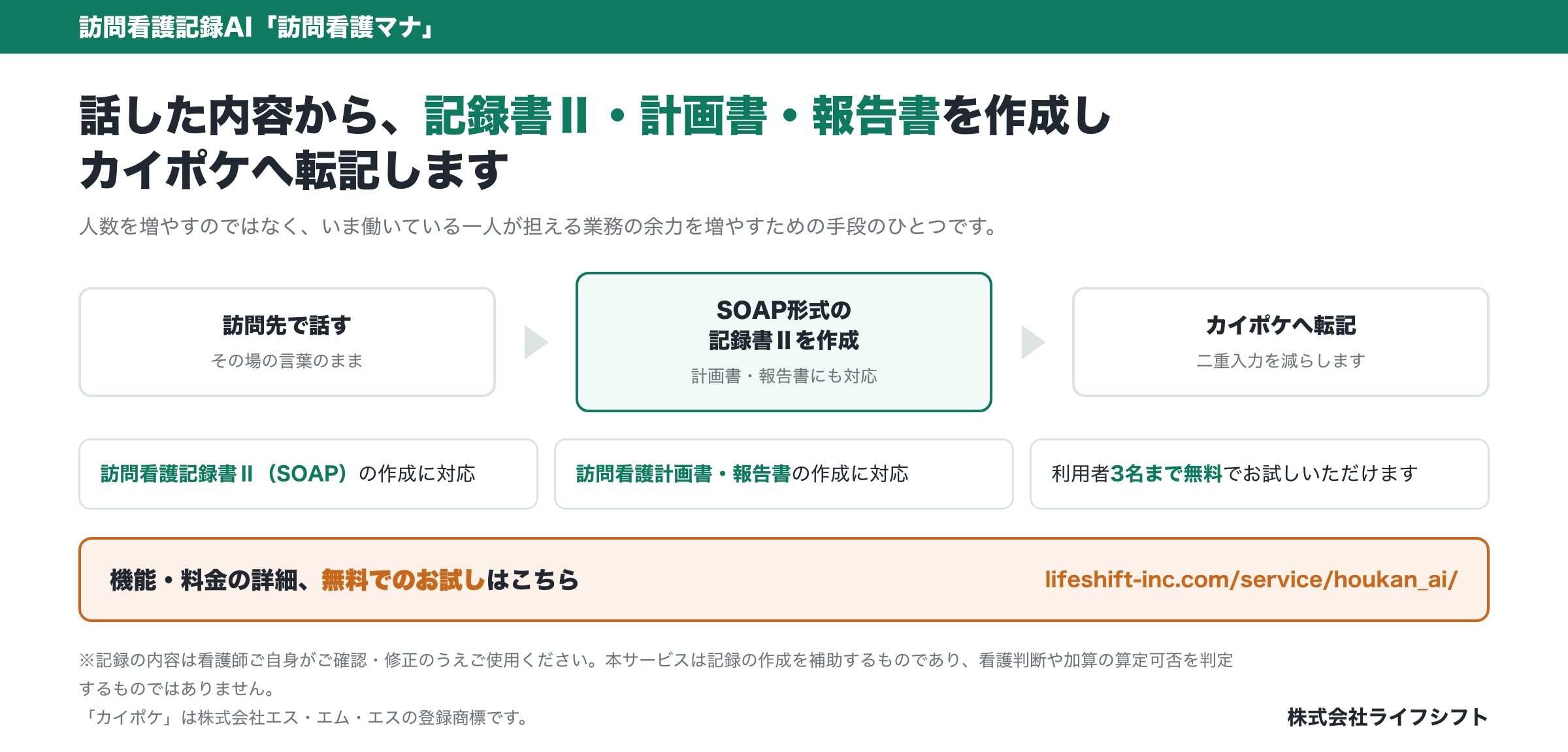 訪問看護記録AI「訪問看護マナ」