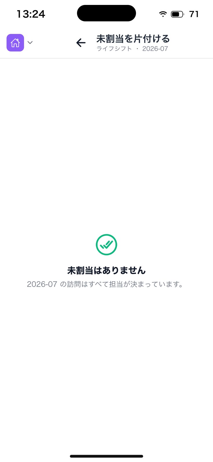 未割当が無いとき